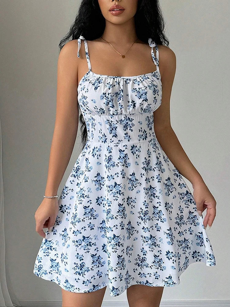 womens dresses for summer Women's Summer Floral Spaghetti Strap Beach Short Dress,Womens Dresses,Woman Clothing,Woman Clothes,Sundress,New In Dress 2025 – VERÈ CLASÈ